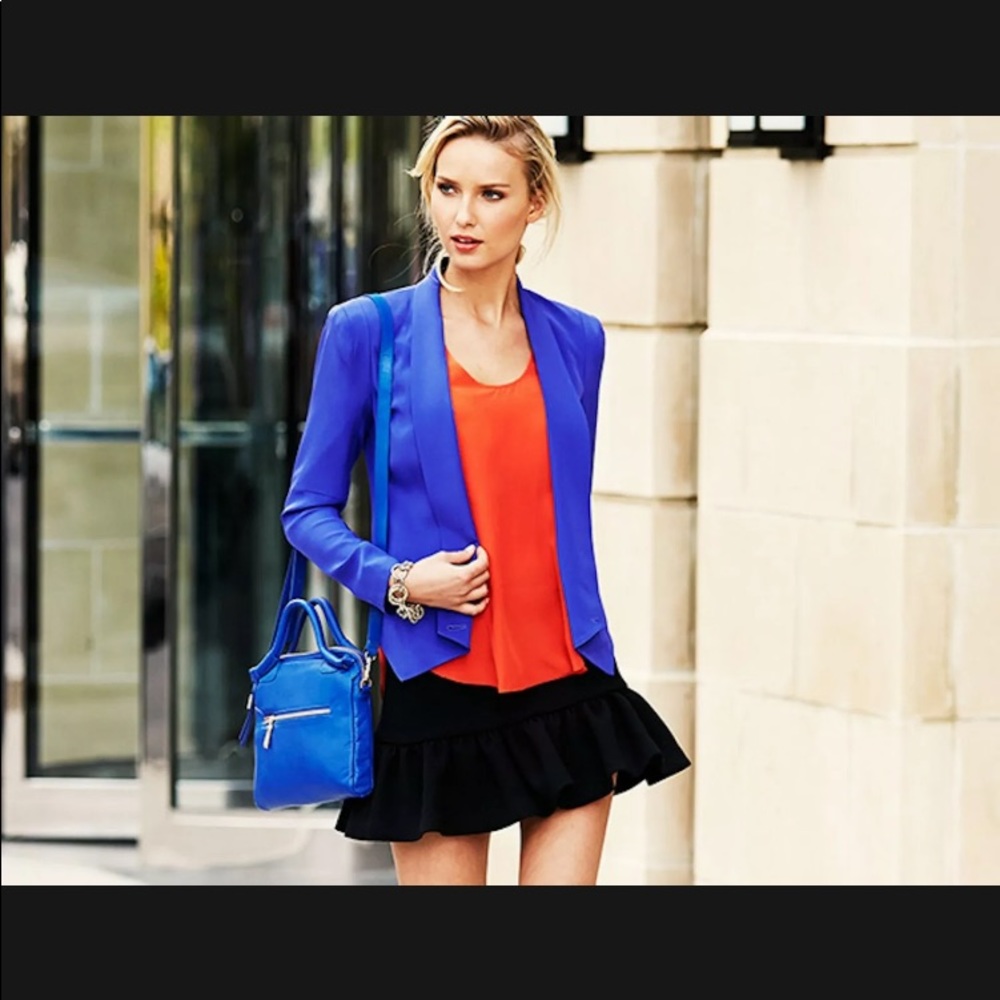 Rebecca Minkoff Becky Jacket ROYAL Blue Silk Blazer Suit Casual women’s size 6